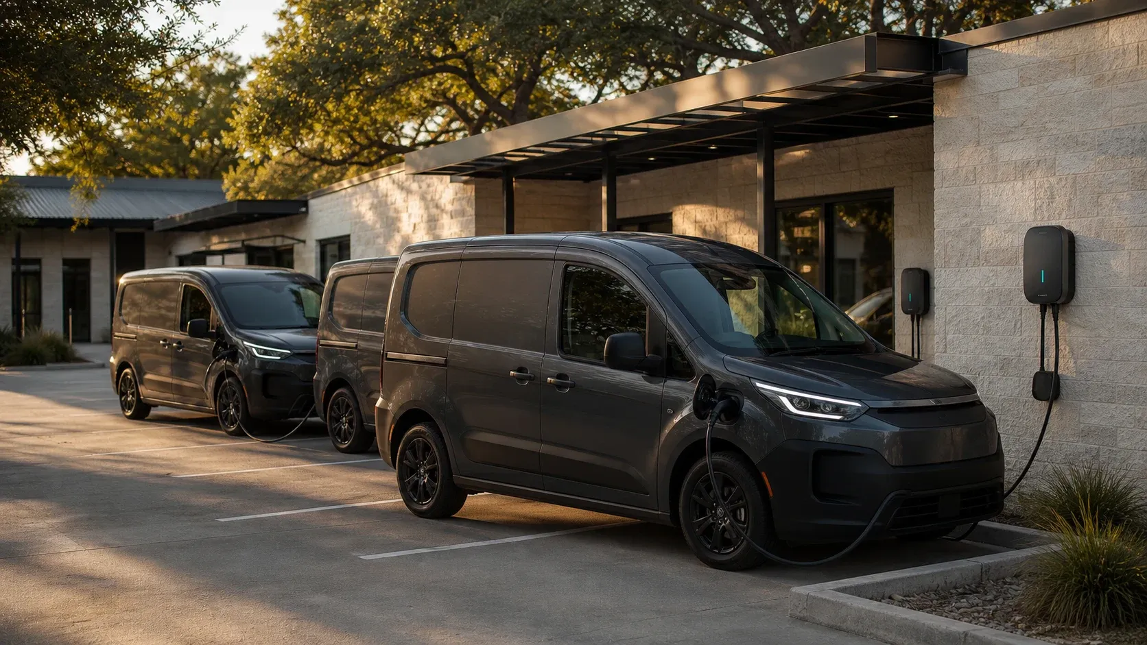 An electric vehicle at a Central Texas workplace property